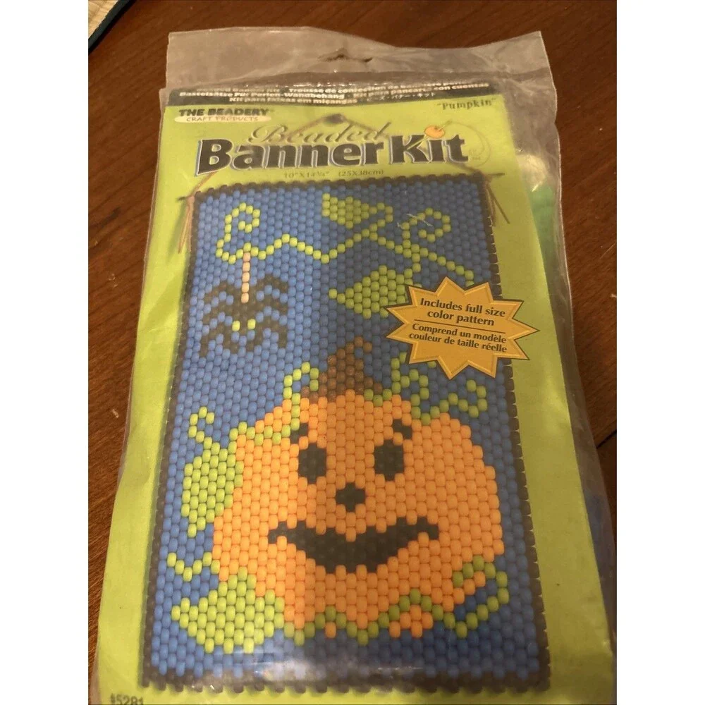 The Beadery Craft Products Beaded Banner Kit Pumpkin Happy Halloween  #5281